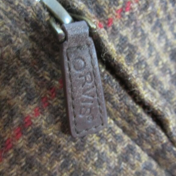 Orvis Mens Large Brown Houndstooth Plaid Wool Bomber Full Zip Jacket Pockets - Picture 9 of 16